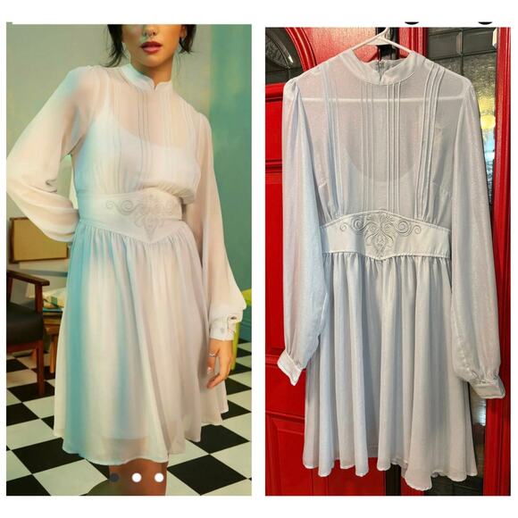 Hot Topic L Beetlejuice Astrid Deetz Cosplay Costume Mesh Long Sleeve Dress New - Picture 1 of 6